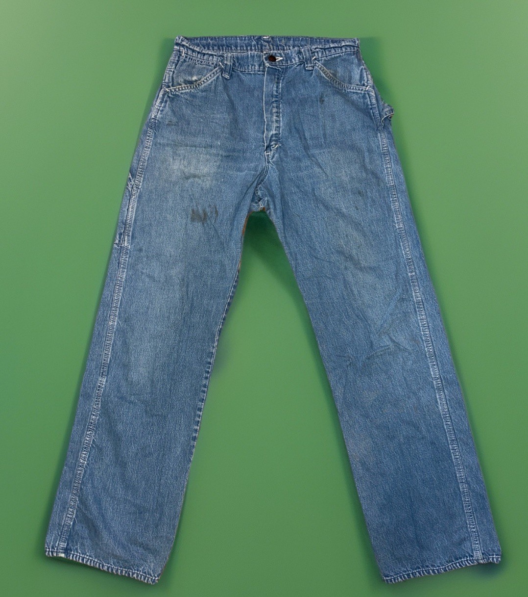 Vintage Dee Cee Carpenter Jeans Mens Blue Denim Workwear USA 1970s 1980s 30X30