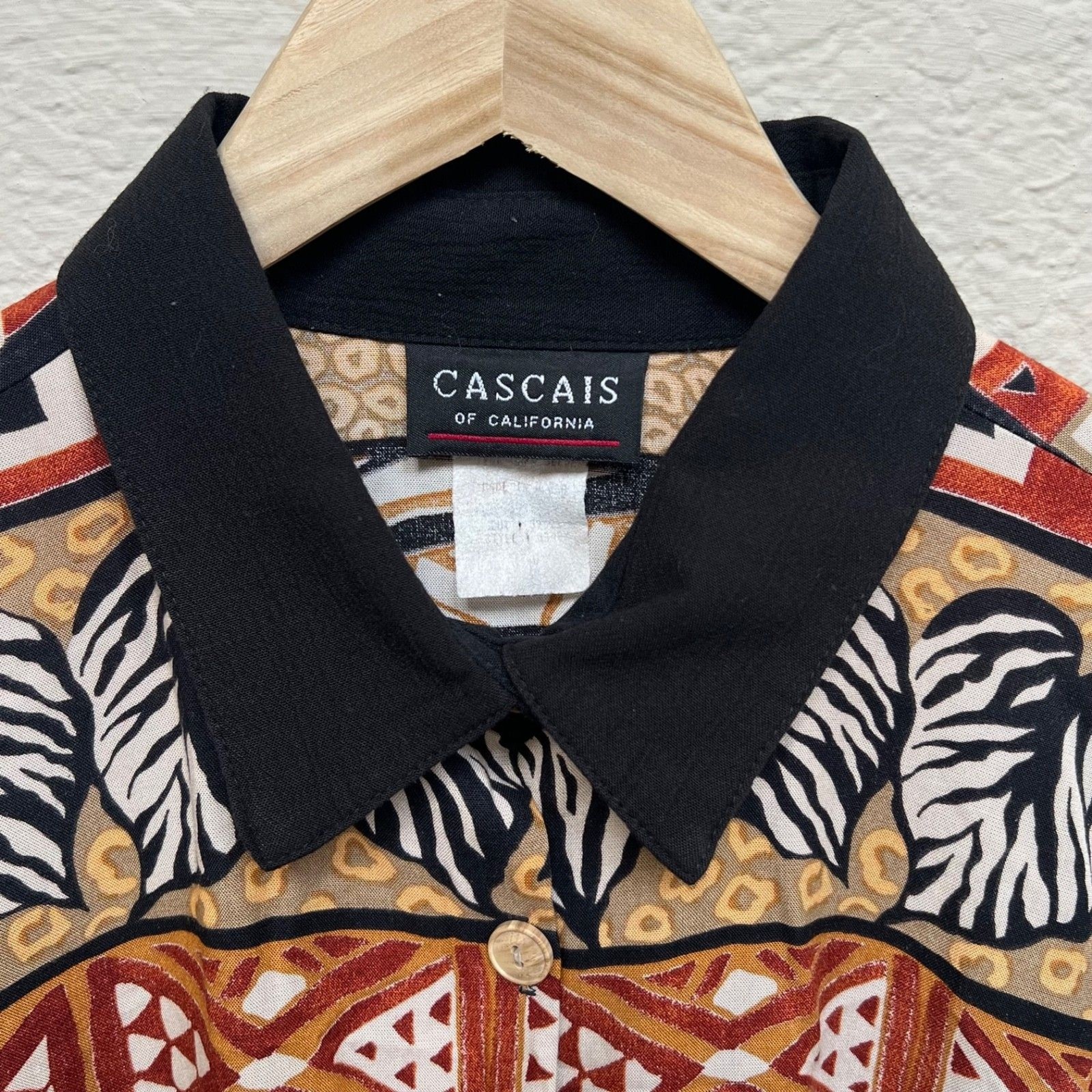 Vintage Cascais of California Collection Size XL Tribal Animal Print Blouse Top