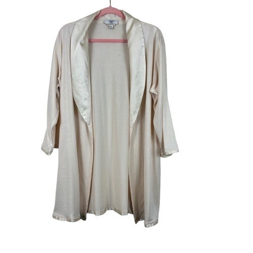VTG 80/90s Valentino Intimo Satin Trim Robe Small Ivory Quiet Luxury Loungewear