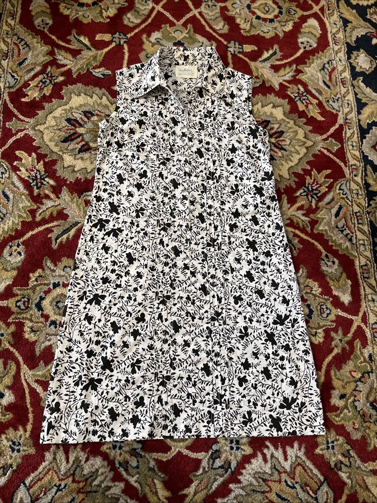 Vintage Housedress 1960’s Dress MCM Medium 50’s Handmade Chore Pockets Zip Front