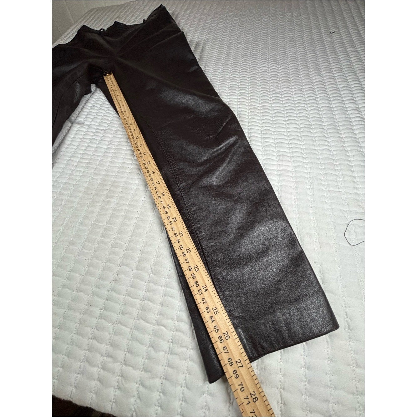 Sisley Italy Brown Leather Pants Women’s Size 28 High Waist Tapered Vintage