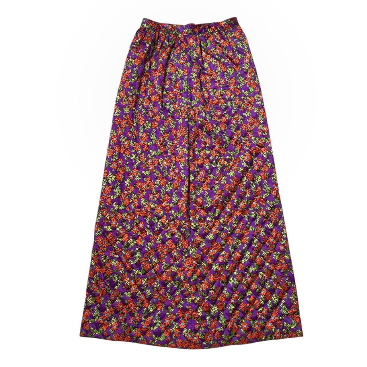 70s vintage quilted daisy maxi skirt hippy boho cottagecore highwaisted a-line.