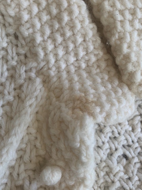 Vtg 60s Handmade Ivory Wool Cardigan Sweater Original Fisherman Pattern Med M S