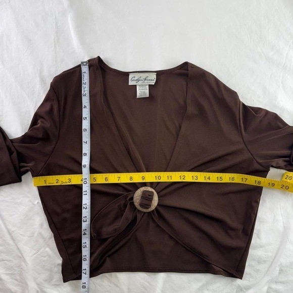 VTG Chocolate Brown Open Front Long Sleeve Top Sz M Whimsigoth Boho Hippie 70s