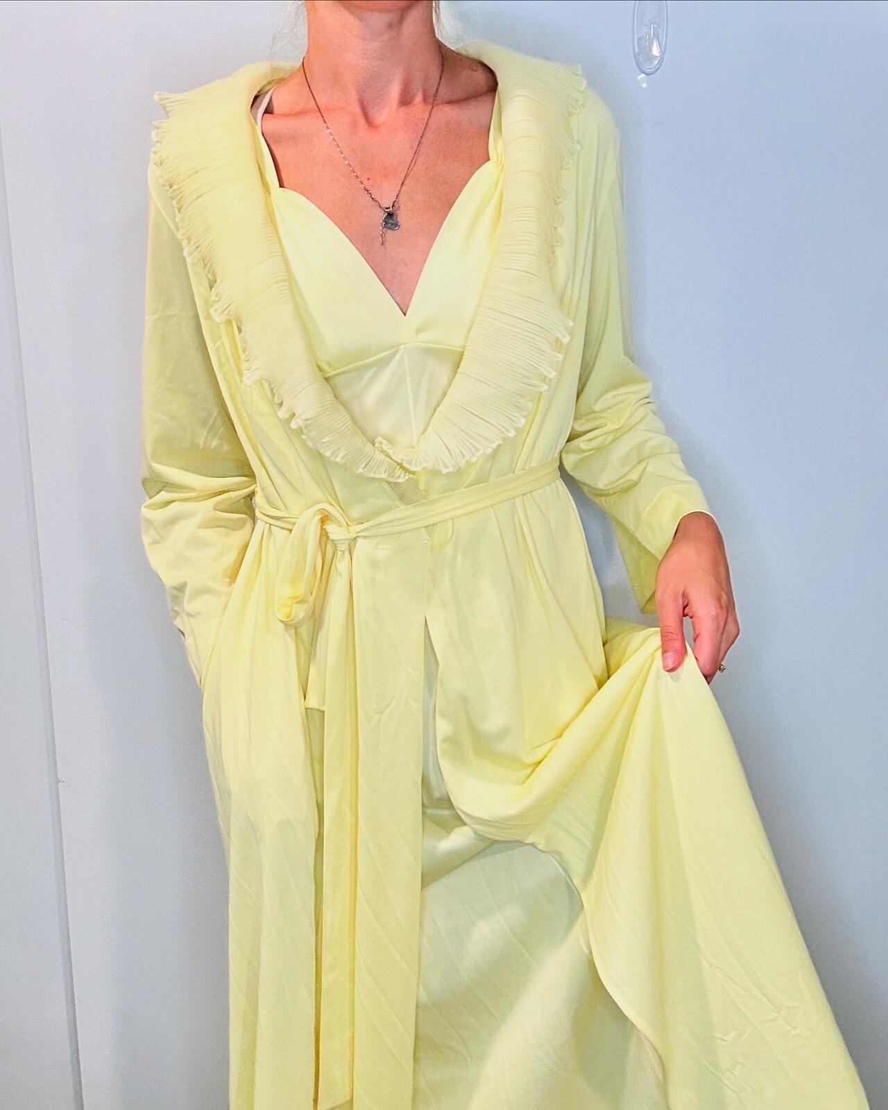 Vintage Iconic Nightgown Matching Robe Set Size Small In Sunshine Yellow