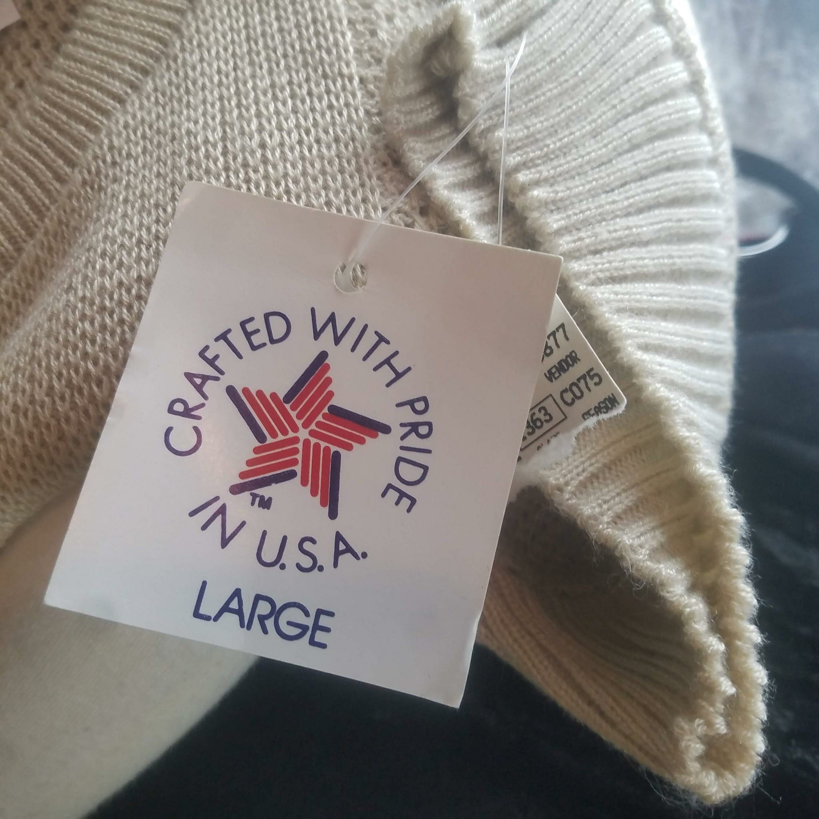 Vintage Womens Lightweight Sweater Beige Pointelle Flower Pot Design Size L