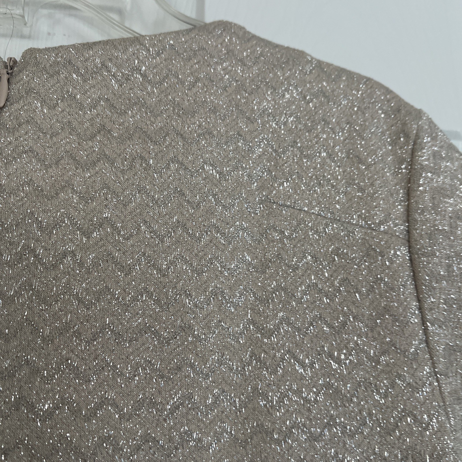 Vintage Mango Silver And Cream Metallic Top Short Sleeve Crew Neck XS/Small