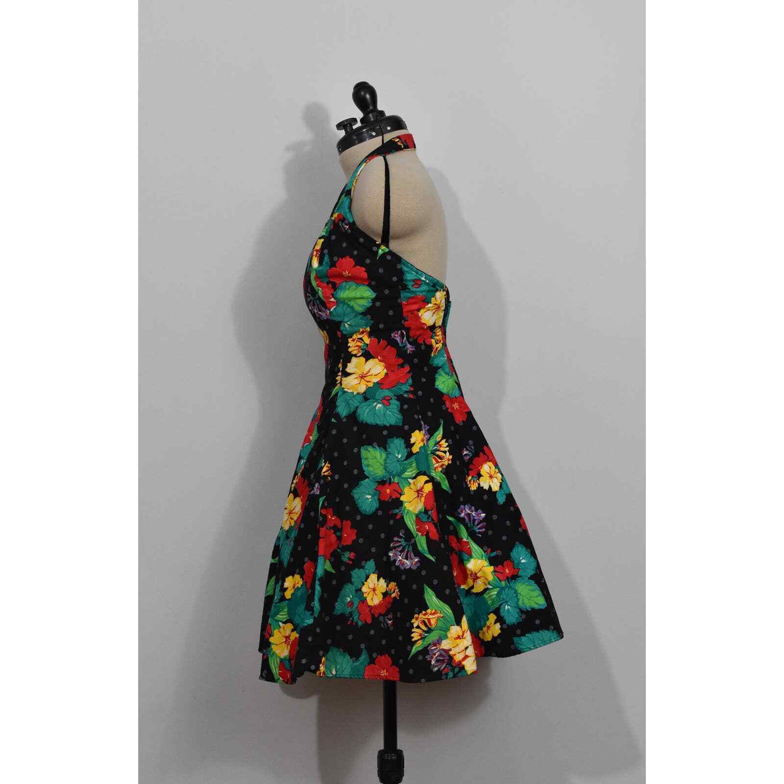 Joni Blair of California Hibiscus Print Halter Mini Dress
