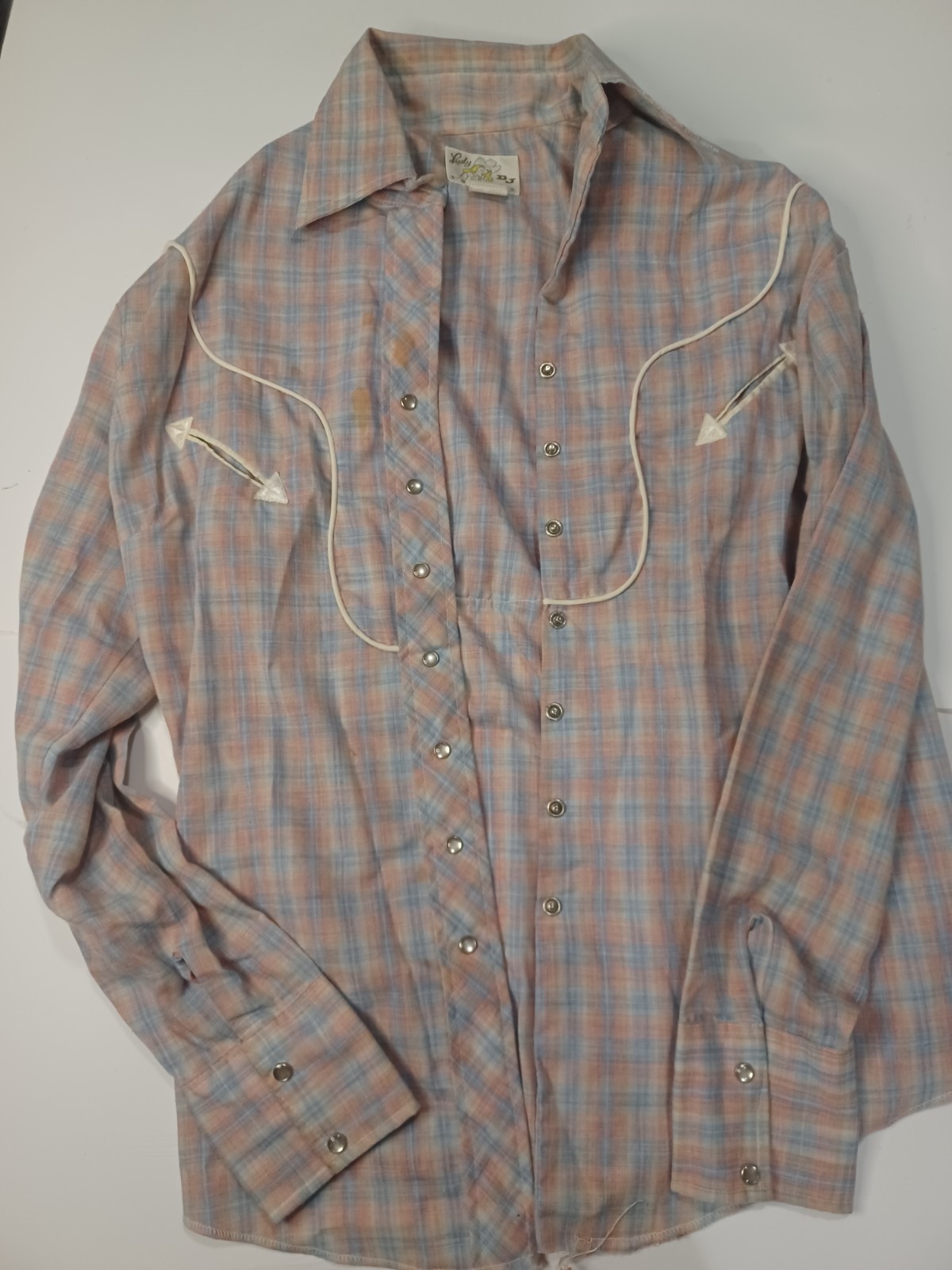 Ladys Dickson Jenkins Western Cowgirl Shirt Vintage Pearl Snaps 70s Large Rare