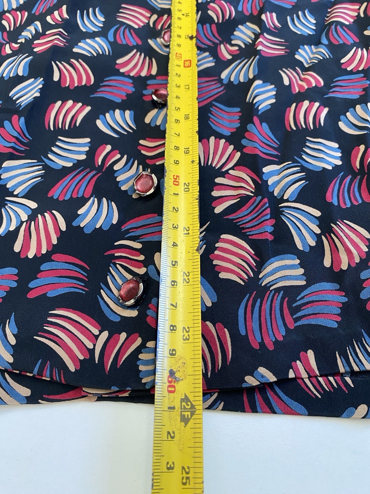 Vintage Handmade S 100% Silk Blouse Top Short Sleeve Abstract
