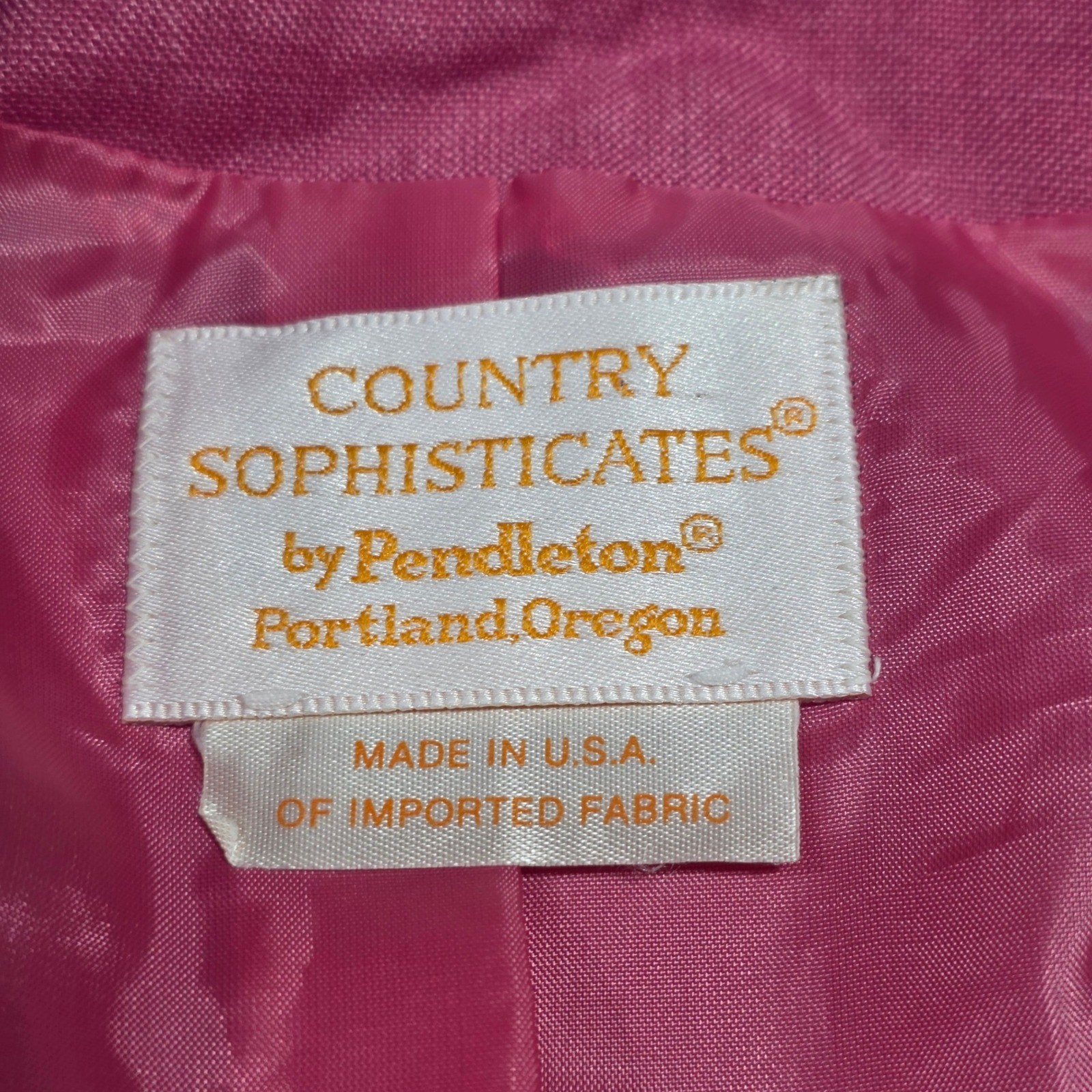Country Sophisticates by Pendleton Skirt Suit Women 8 Pink Vintage Silk Blend