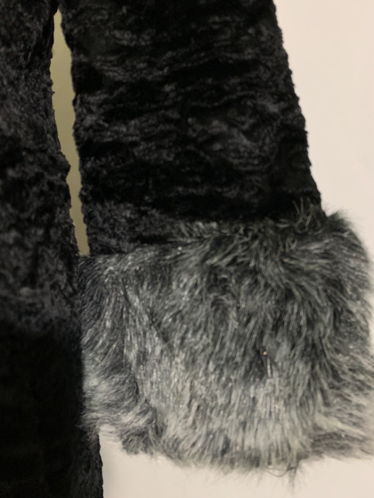 True Vintage 1960s Iconic Black and Gray Faux Chinchilla and Lamb Fur Coat