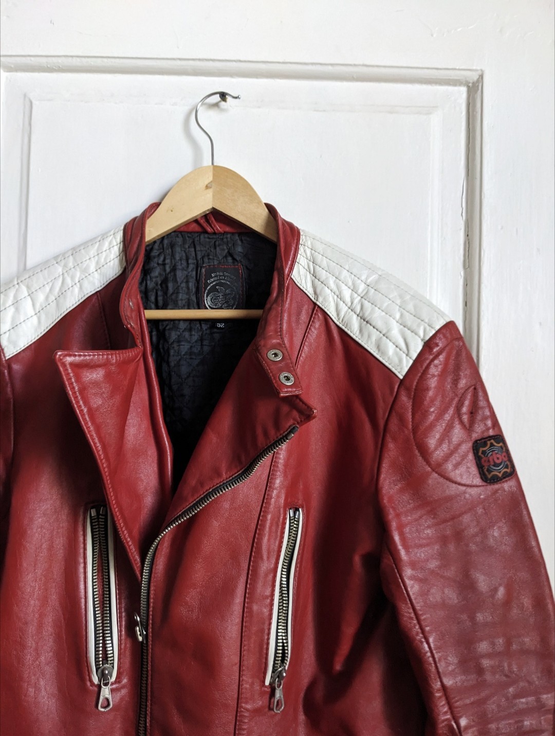 Vintage 70s Erbo Bike Leather Jacket Red