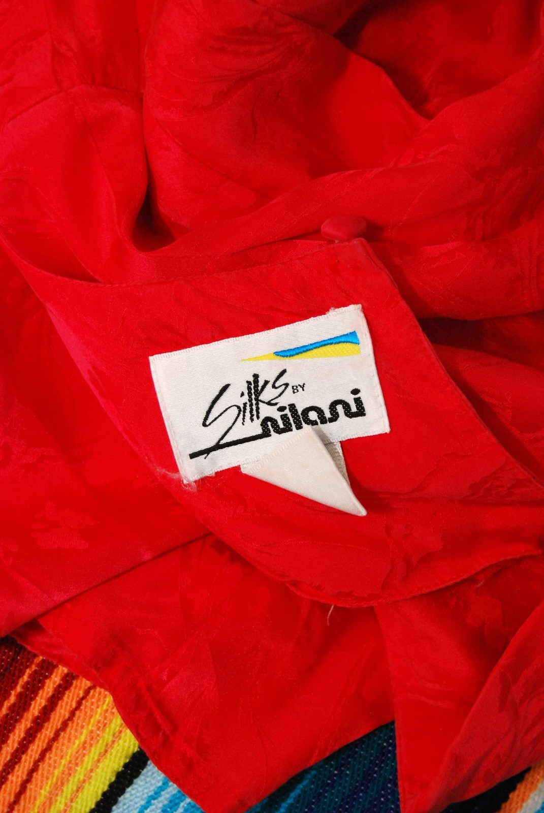 80s Blouson Dress (L) large red vintage midi silks by Nilani candy apple chic