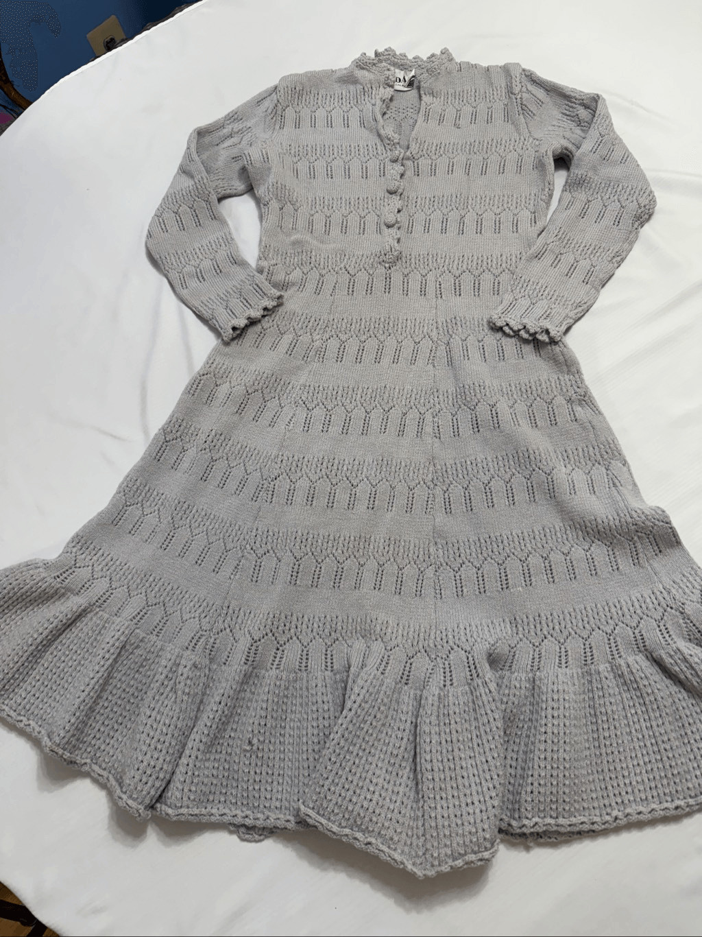 Miss JoAnn California Grey Knit Vintage Dress Size Small Read Description