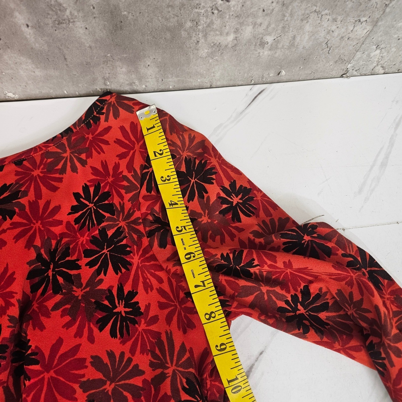 Vintage 60s Red Black Floral Wiggle Draped Back Dress Bow Waist Cocktail Party