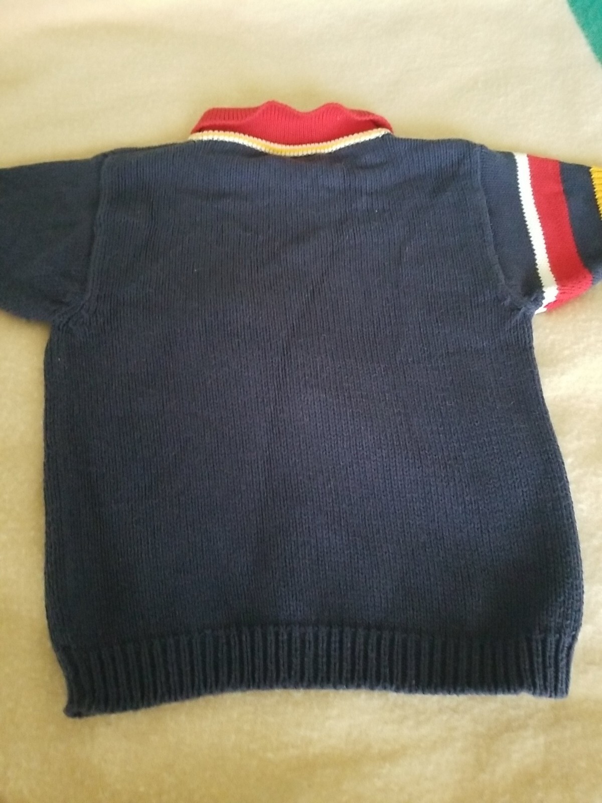 Vtg knitted top petites J G Hook sz ps 100% cotton navy blue short sleeves star