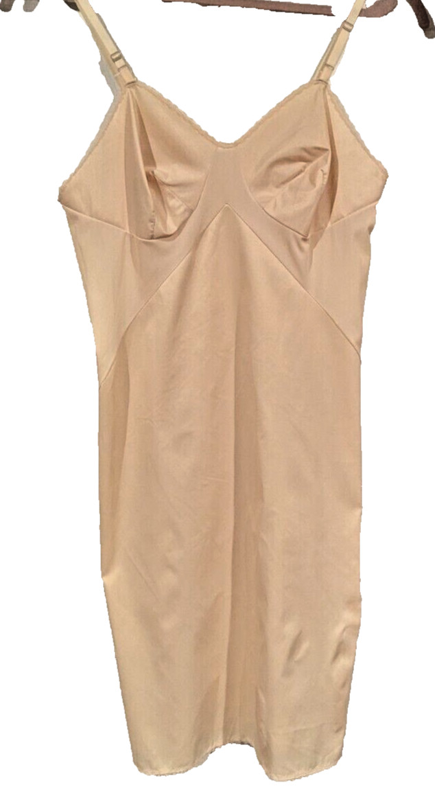 Vintage Vanity Fair Womens Beige Lace Spaghetti Strap Slip Dress Sz 38 Chic