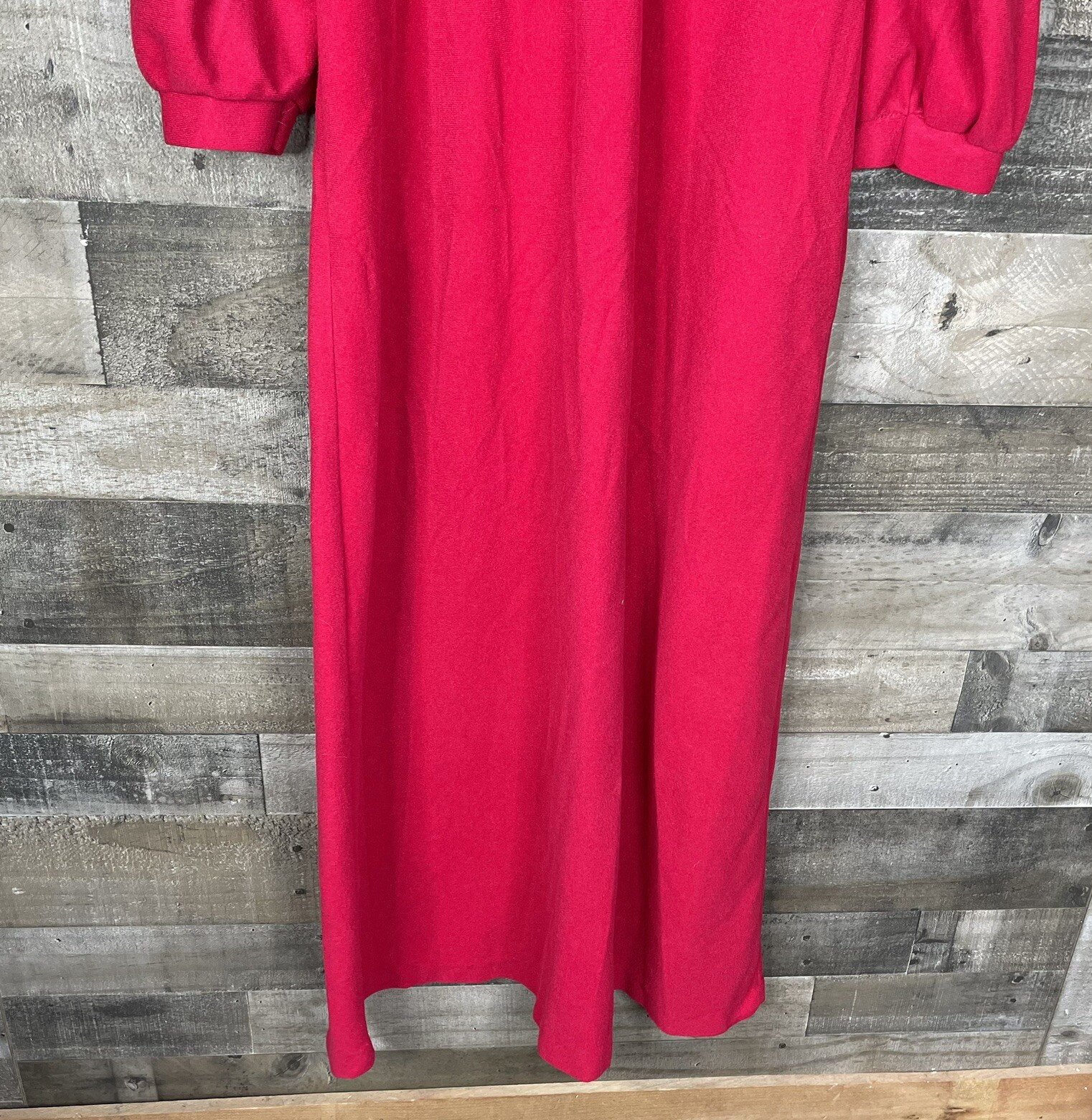 Vtg 60s Hot Pink Magenta Lorraine Warm Nightgown 3/4 Sleeve Grandmas Nightshirt