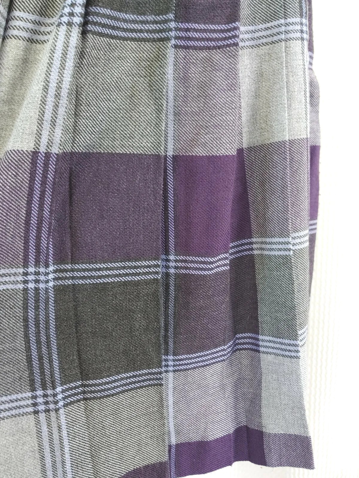 Vintage Tan Jay Grey/Purple/Black Plaid Pleated Skirt 12 Petite