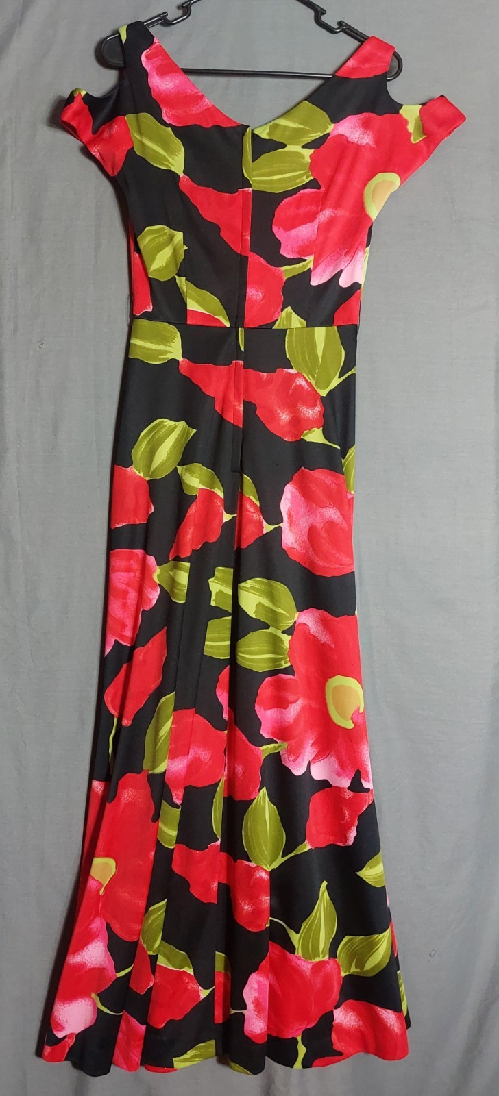 Donovan Galvani Maxi Dress Womens Small Floral Print Cold Shoulder Vintage 70s