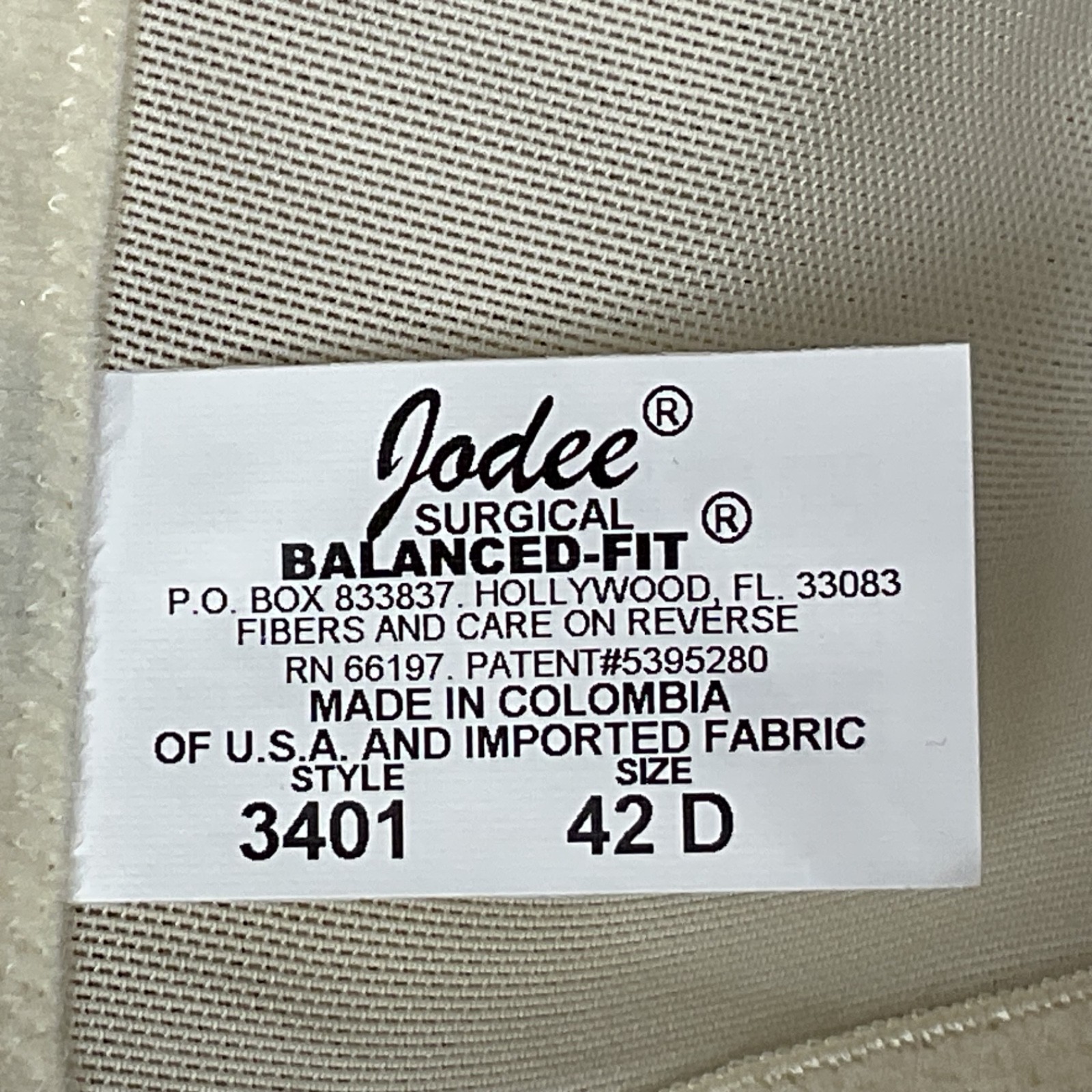 NEW Jodee Surgical Balanced Fit Post Mastectomy Bra IVORY, Style 3401, Size 42D