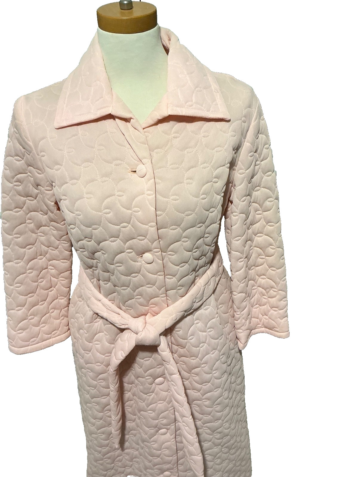 Vintage At Home Wear Sears Quilted Pink Button Robe Loungewear Size 10 USA