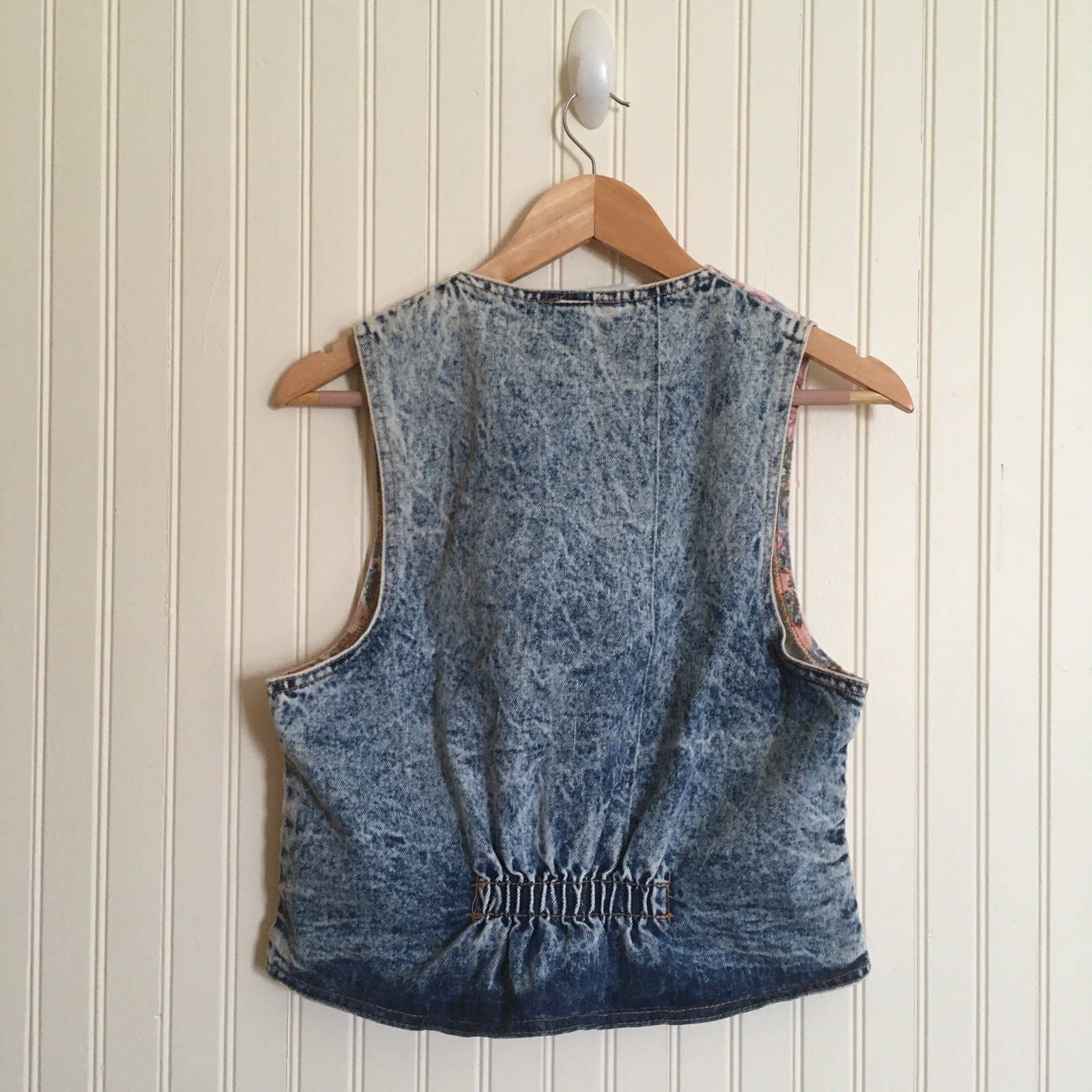 Zena vintage floral print denim vest cottagecore grandmacore sz small/medium EUC