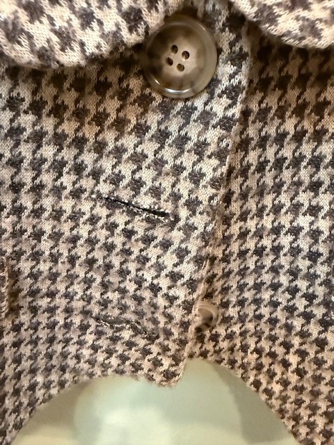 Vintage Ella Moss Mocha Brown Houndstooth Vest Shawl Collar 90’s Sz Medium