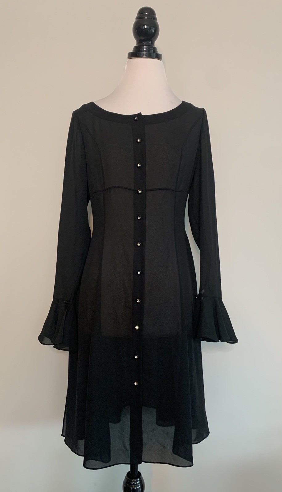 Vintage 80s Bill Blass Dress Black Poly Chiffon LBD