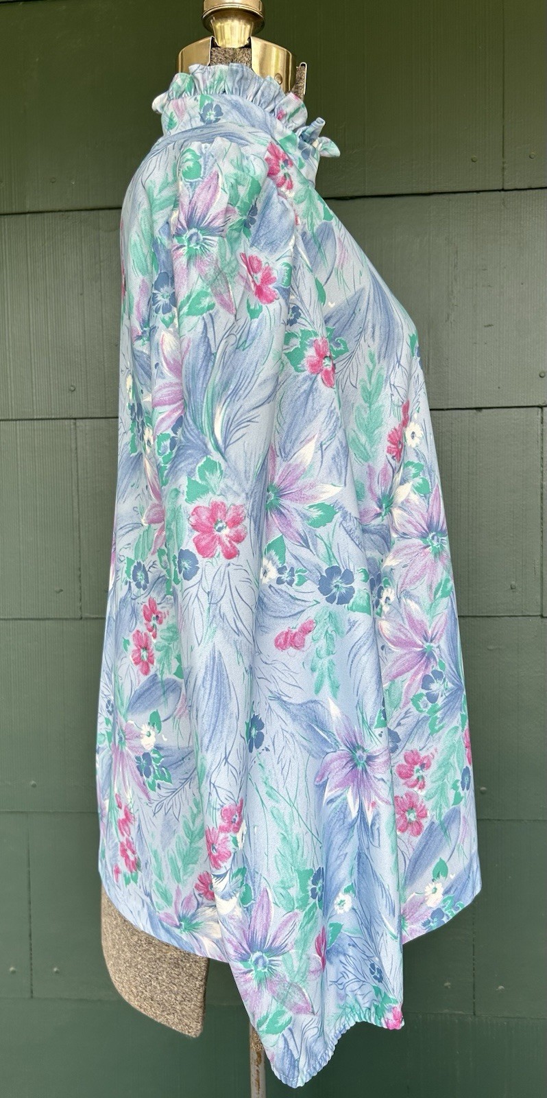 Vintage Deadstock 80s Blouse Size 38 Watercolor Floral Print Grandma Secretary