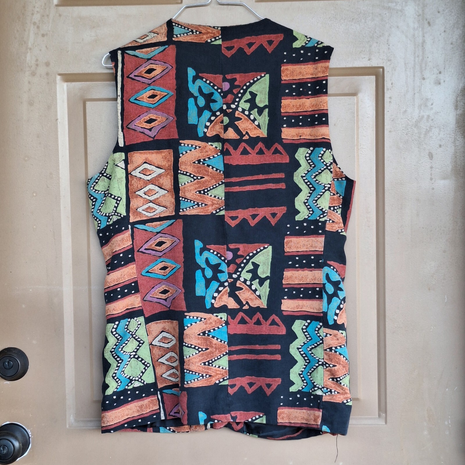 Vtg 70s Womens L Art To Wear Artsy Button Up Vest Hippie Boho Festival Maximal
