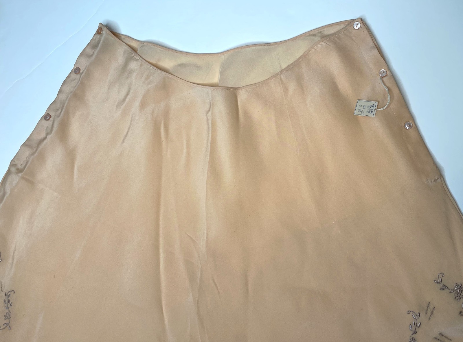 Antique 20s Pink Peach Silk Panties S M NOS Button Side Tap Pants Lace Embr