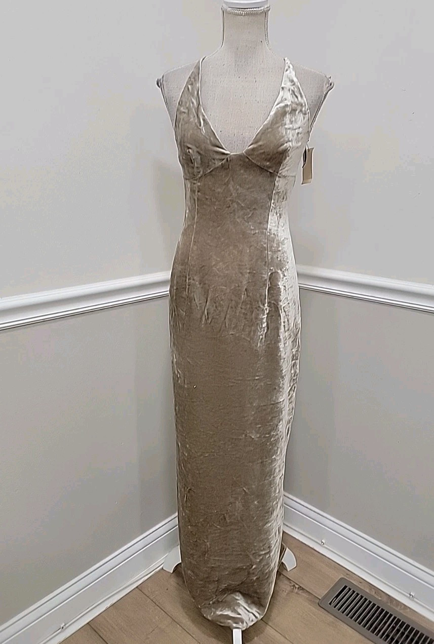 Tag $342 VINTAGE Y2K Style/Long Velvet Tahari Cocktail Maxi Dress /NWT/ Size 8