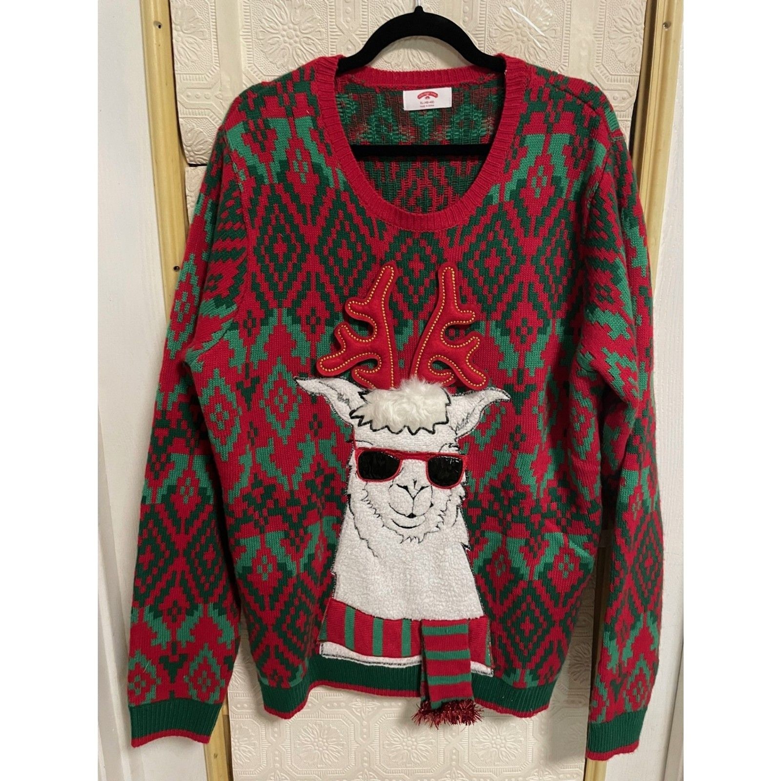 Holiday Time size XL Christmas Llama Reindeer heavy sweater
