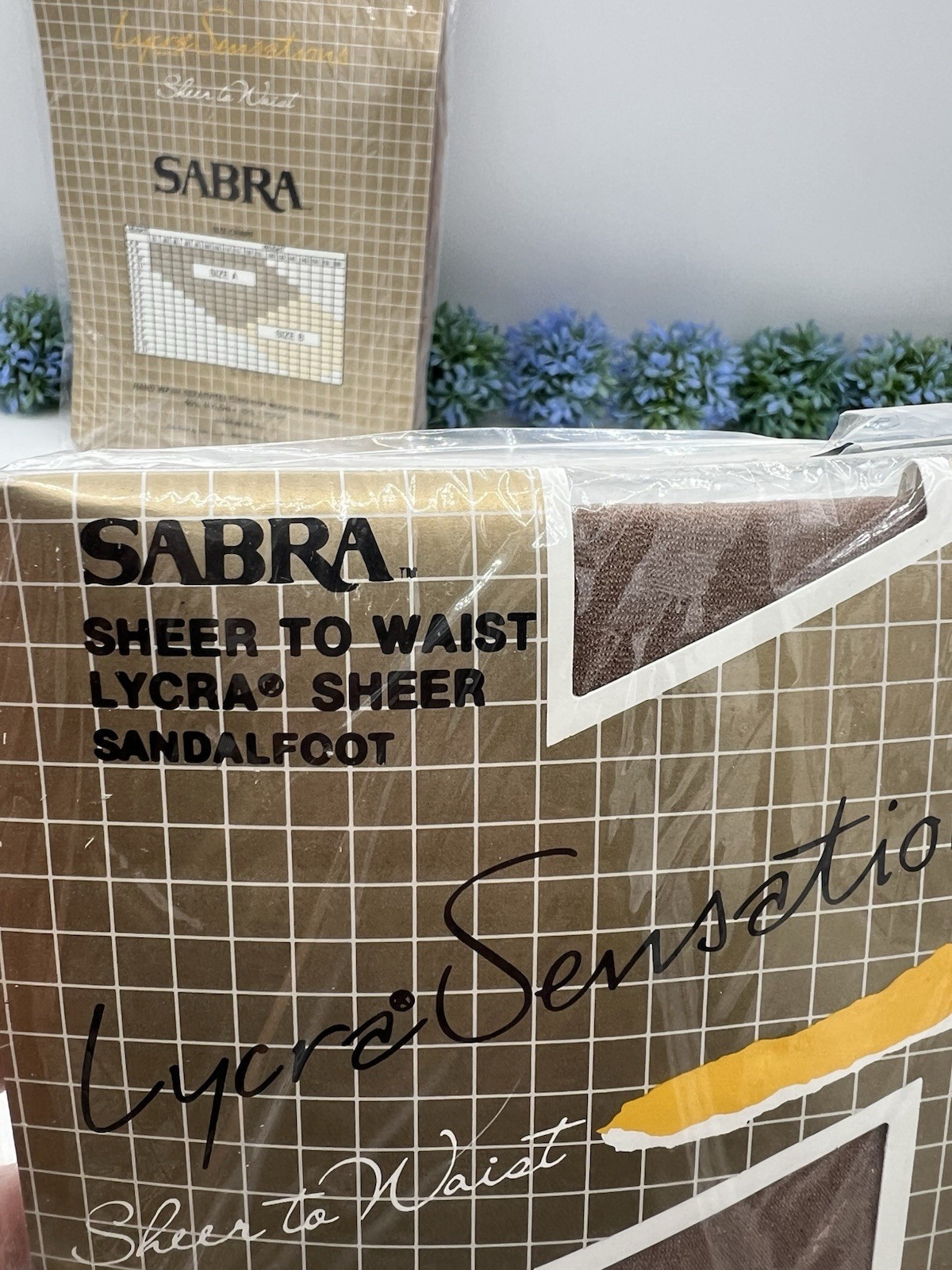 2 Vtg Sabra Lycra Sensation Sheer To Waist Pantyhose Taupe Size B 125-160 Lbs