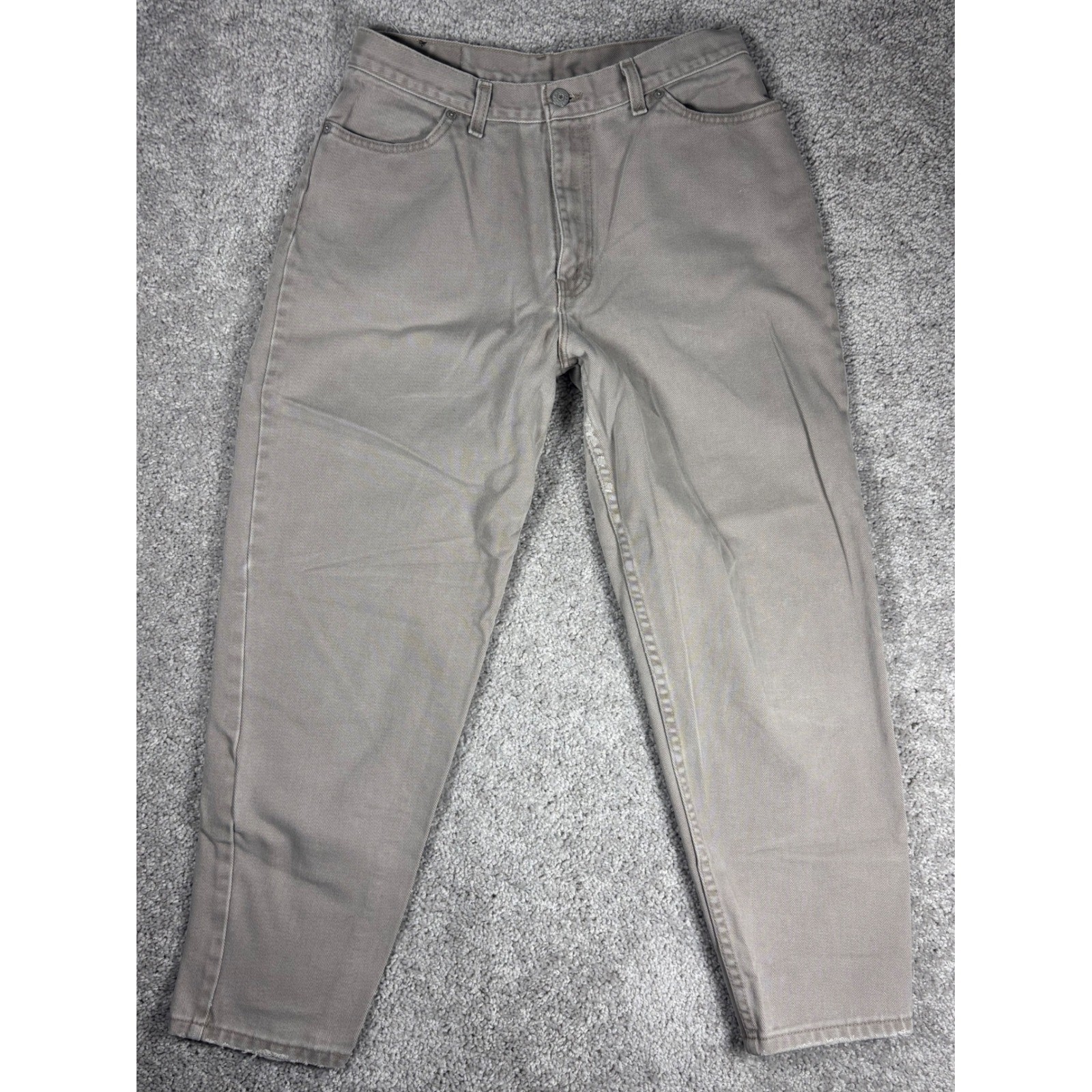 Faded Glory Vintage 90s Mom Jeans Khaki High Rise Tapered Leg Petite 14 P 29×27