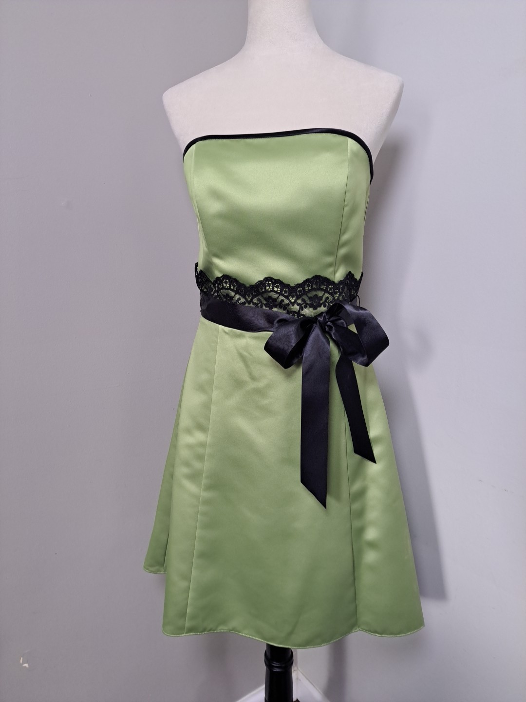VTG Jessica McClintock Gunne Sax Dress Formal Prom Satin Lace Tulle Lime 9/10