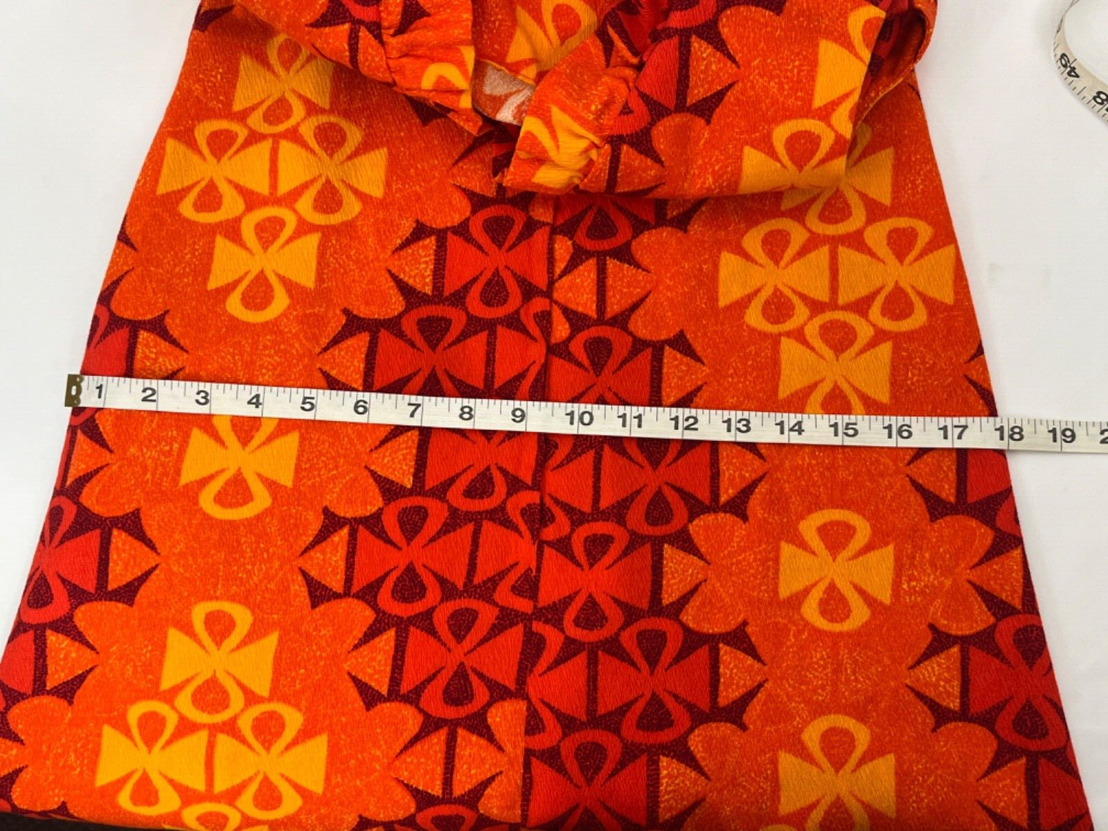 Vtg Retro Mod Hawaiian Tiki Dress Bright Orange Yellow Red Dael’s Honolulu Sz. S