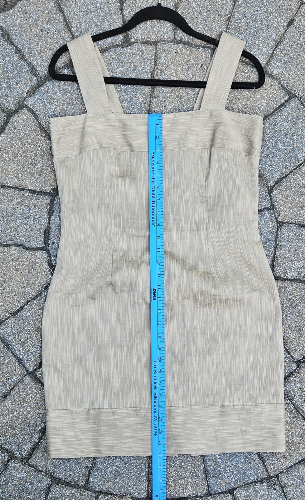 Anthropologie Golden Tan Sheath Dress Texture Square Neckline Chic Isabella Bird