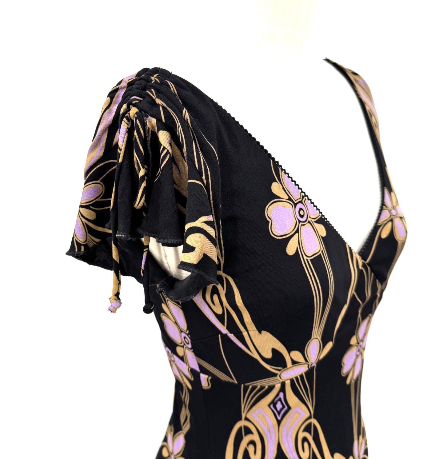 VTG 90s Y2K Guess Collection Dress Dark Art Nouveau Gothic Bodycon Midi USA
