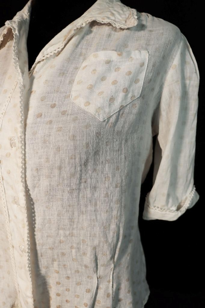 Vintage 1930’s French Cotton Dot Print Blouse Size Small Excellent Condition