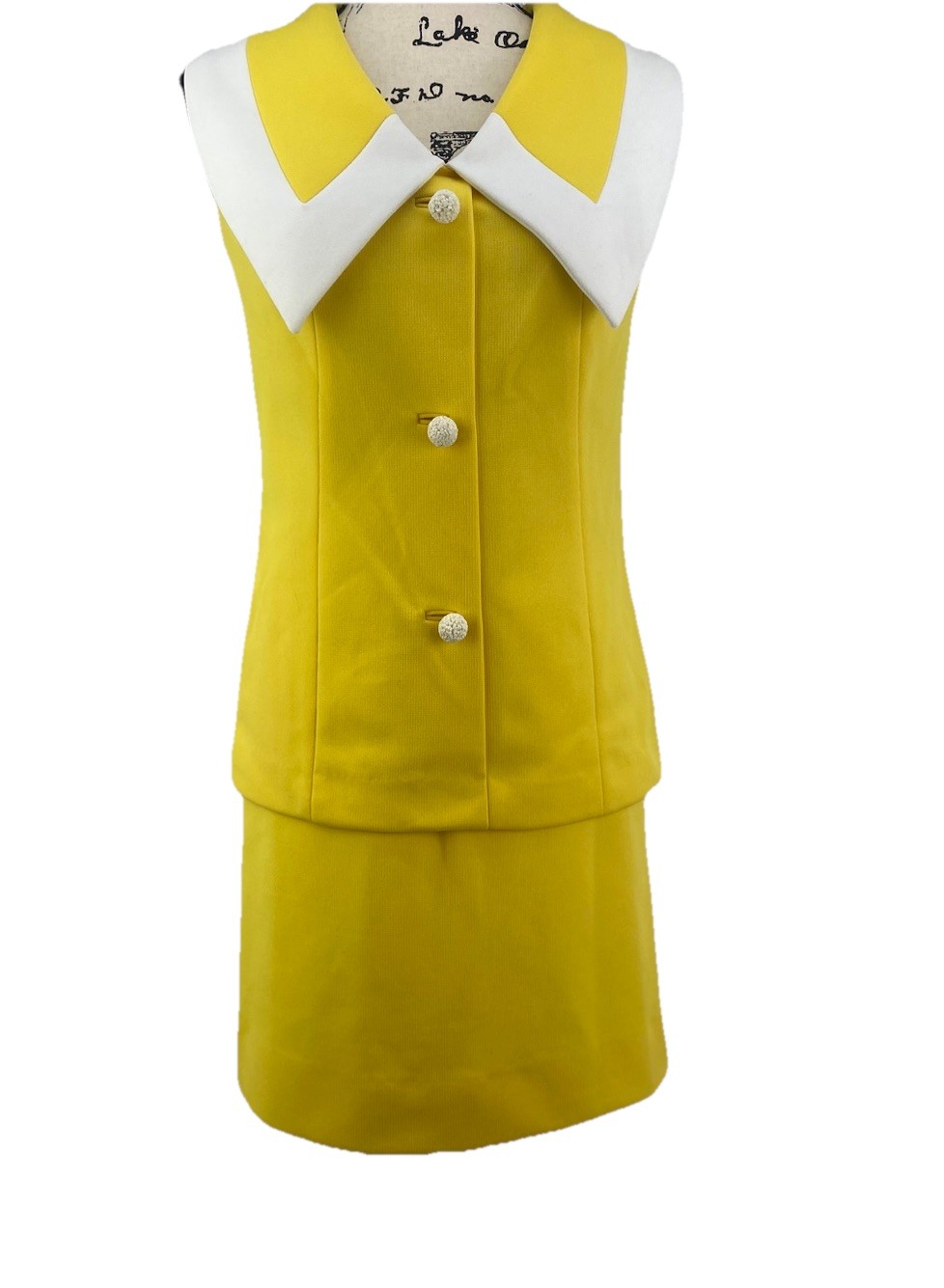 Vintage 60’s Nardis Of Dallas Yellow 2 Piece Skirt And Top Set Size Extra Small