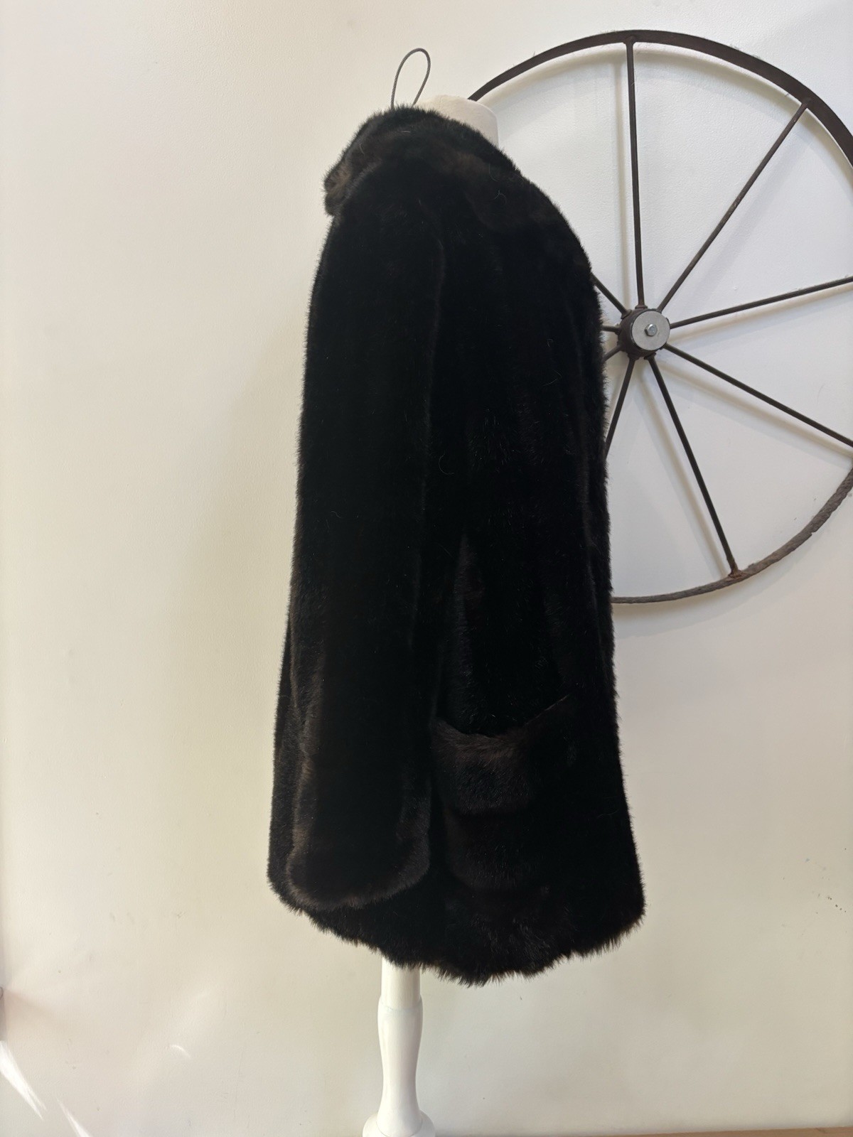 Vintage 1970s Mincara by Russel Taylor for Lord & Taylor faux Mink cocktail coat