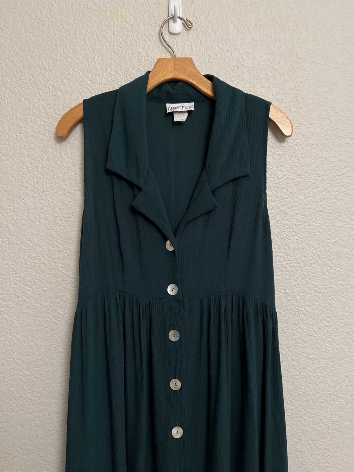 Vintage Appointments Midi Tea Dress Whimsigoth Romantic 80 Cottage Green Crinkle