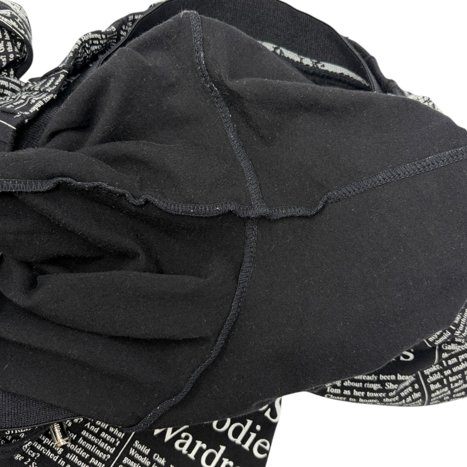 John Galliano Vintage Newspaper Print Hoodie Top Pants Set #XS Black 902549