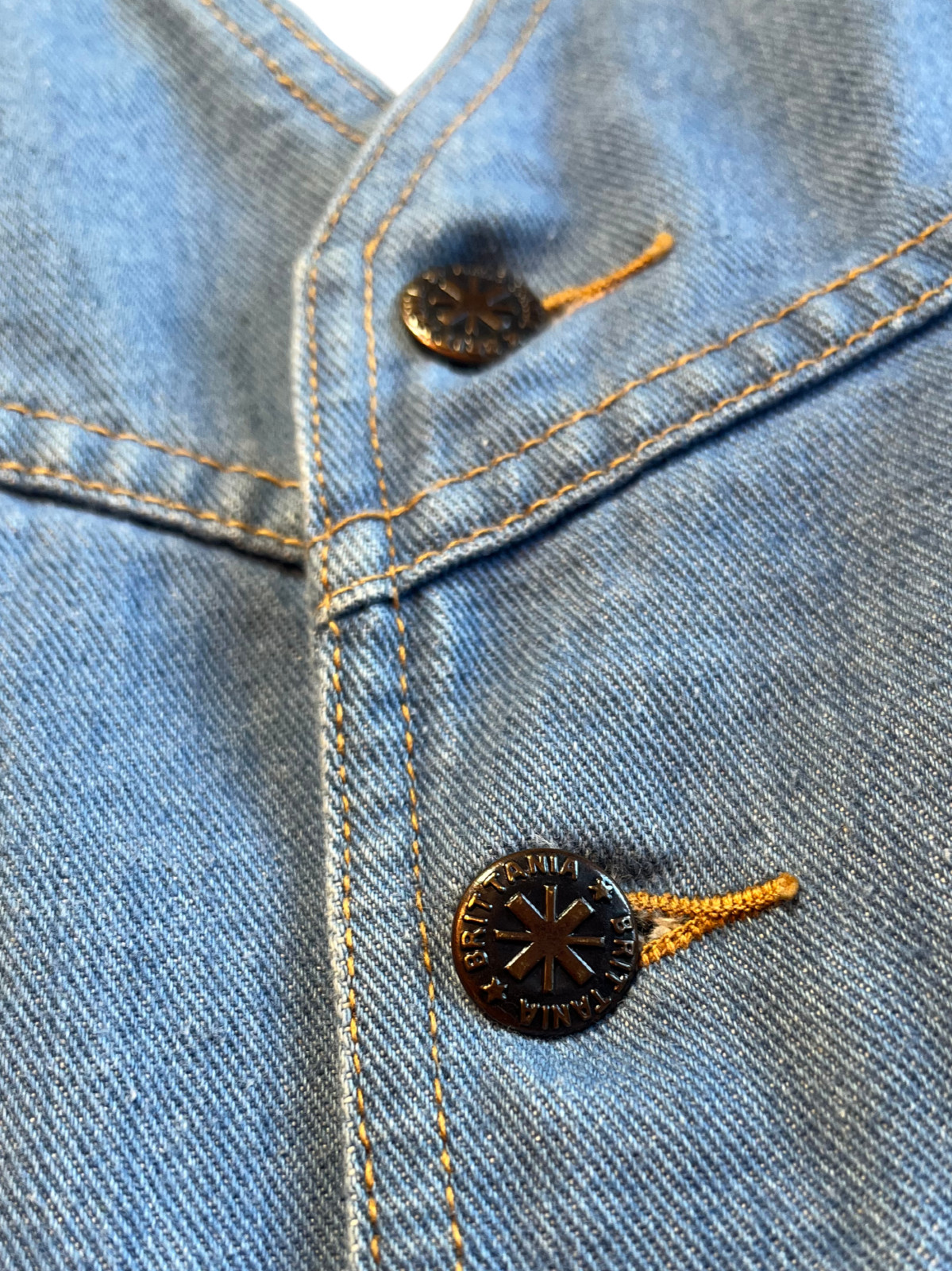 Vintage 1970s Brittania Denim Vest L Cotton Button-Front Retro Streetwear Hippy