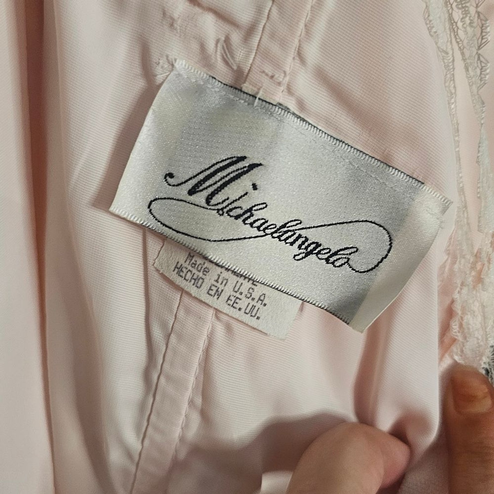 Michaelangelo Vintage Pink Lace Off-Shoulder Midi Dress Small