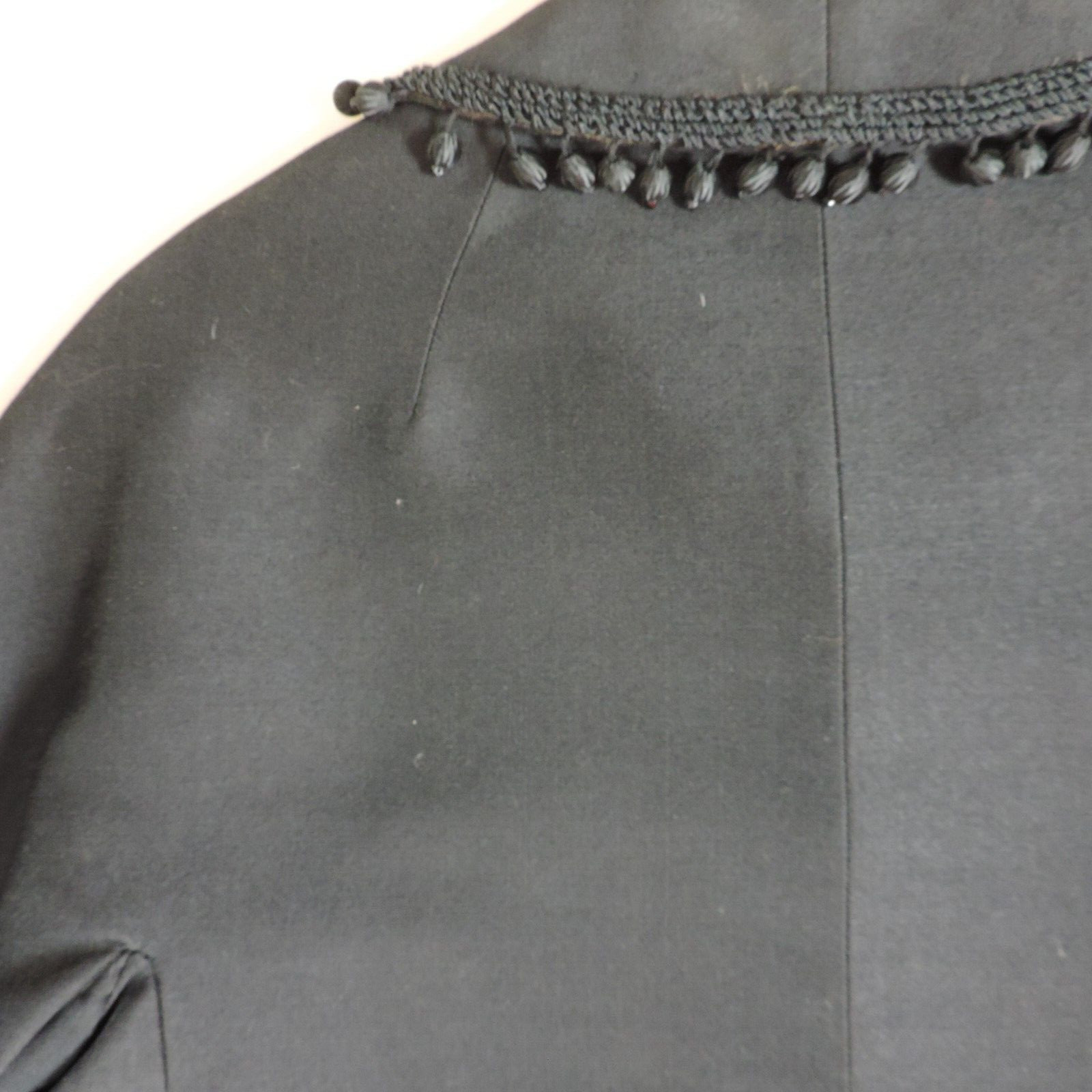 1960’s Bartelstein’s Black Wool w/Braided/Beaded Trim Short Jacket B39