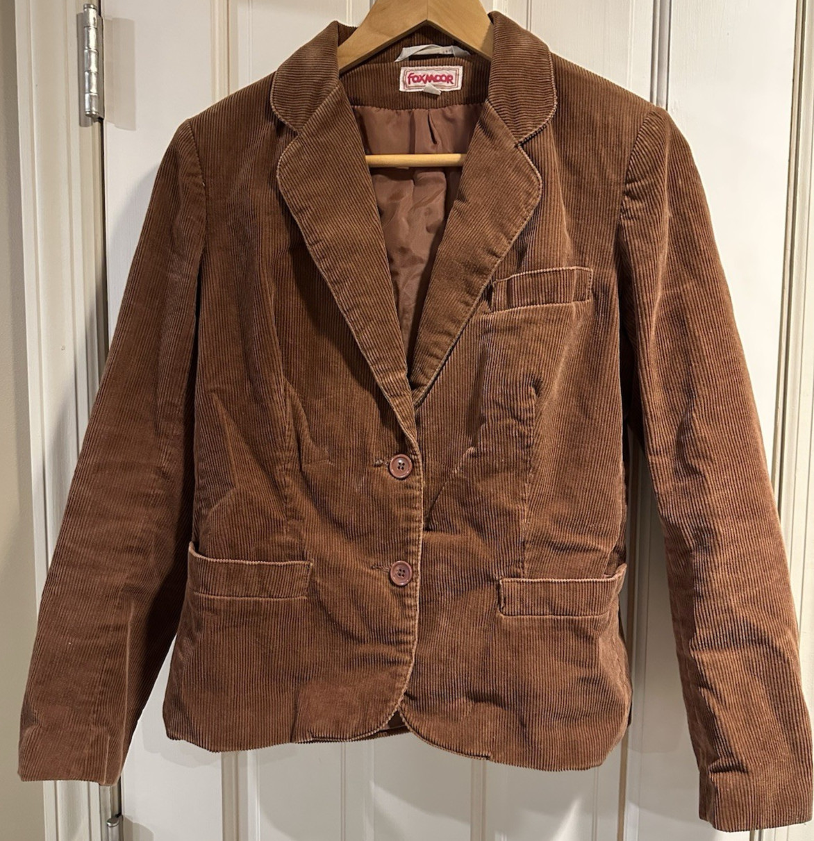 Vintage Foxmoor Womens Corduroy Brown Blazer Size 9